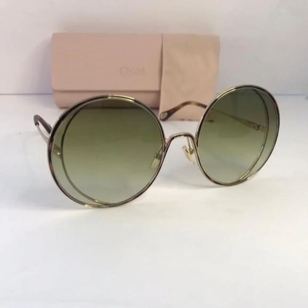 New Original Chloe Gold & Green Round Sunglasses HANAH COLLECTION